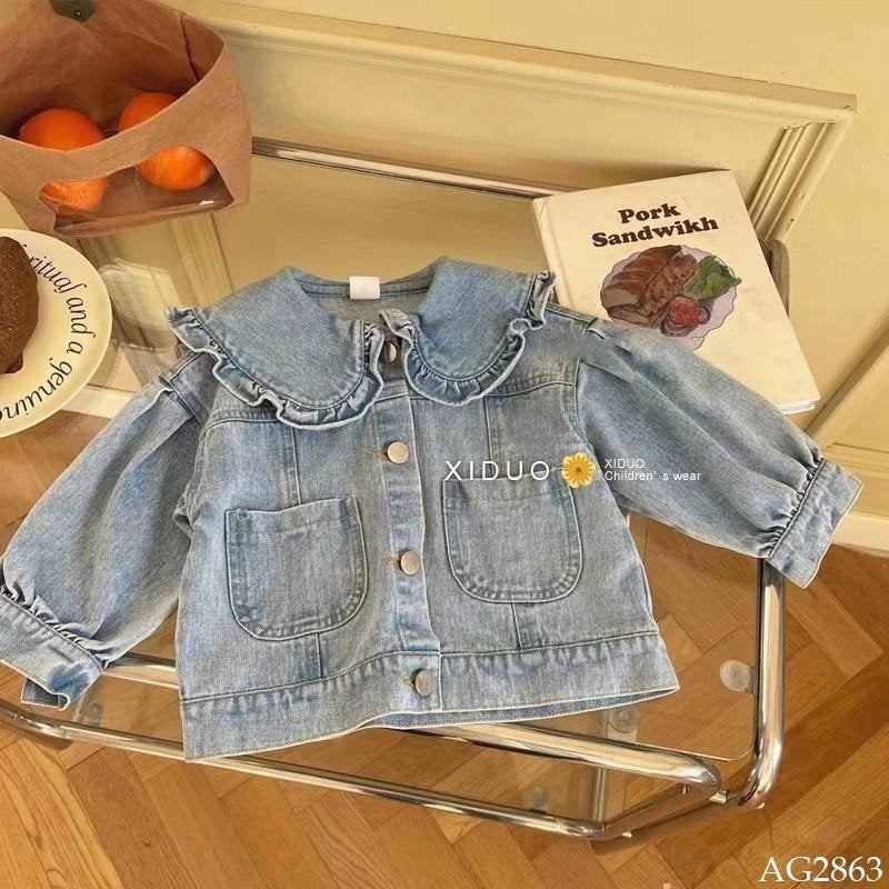 RED BOW COLLAR JEAN JACKET