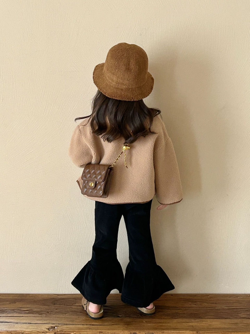 BROWN JACKET WITH WIDE LEG PANTS SET