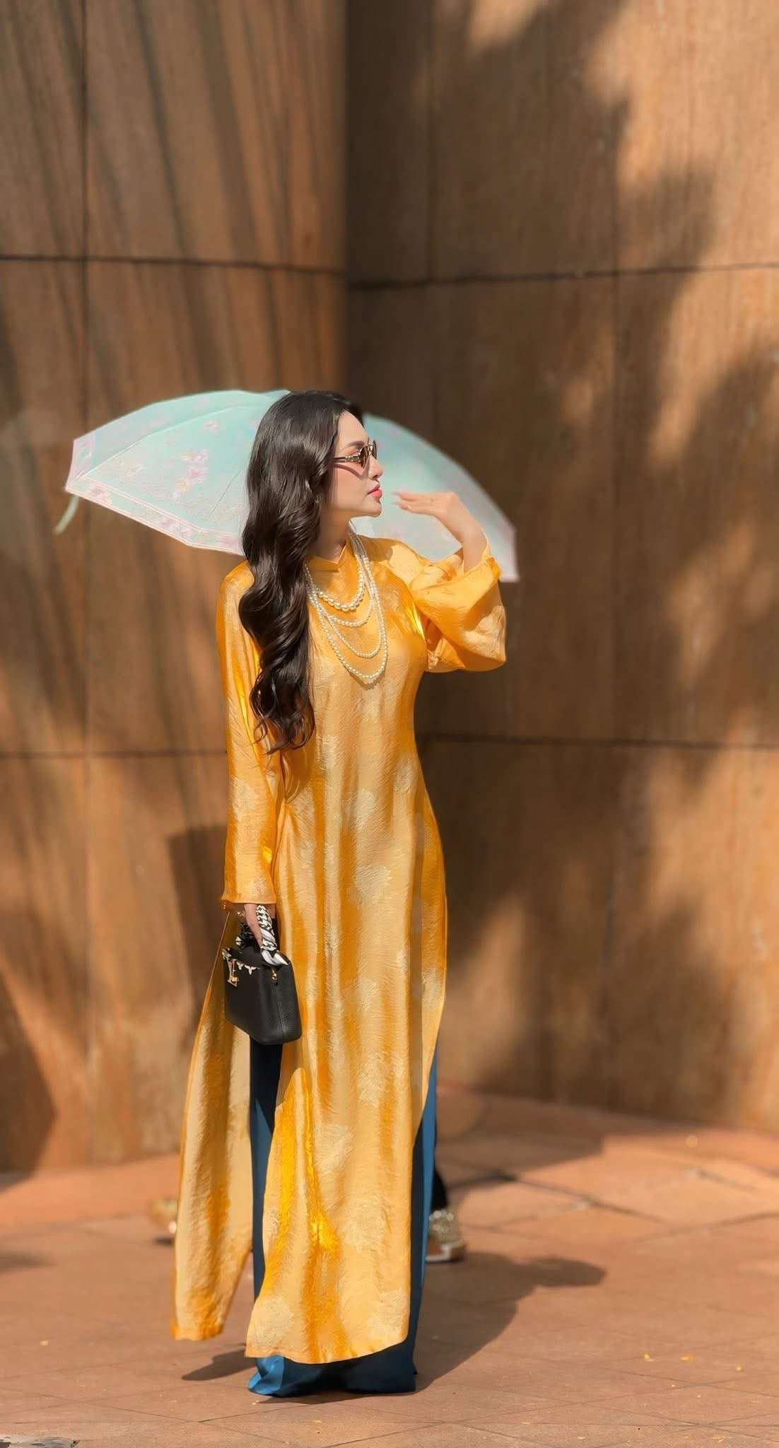 Kim - Orange Silk Áo Dài - Traditional Vietnamese Dress for Women | Wedding Guest Gown