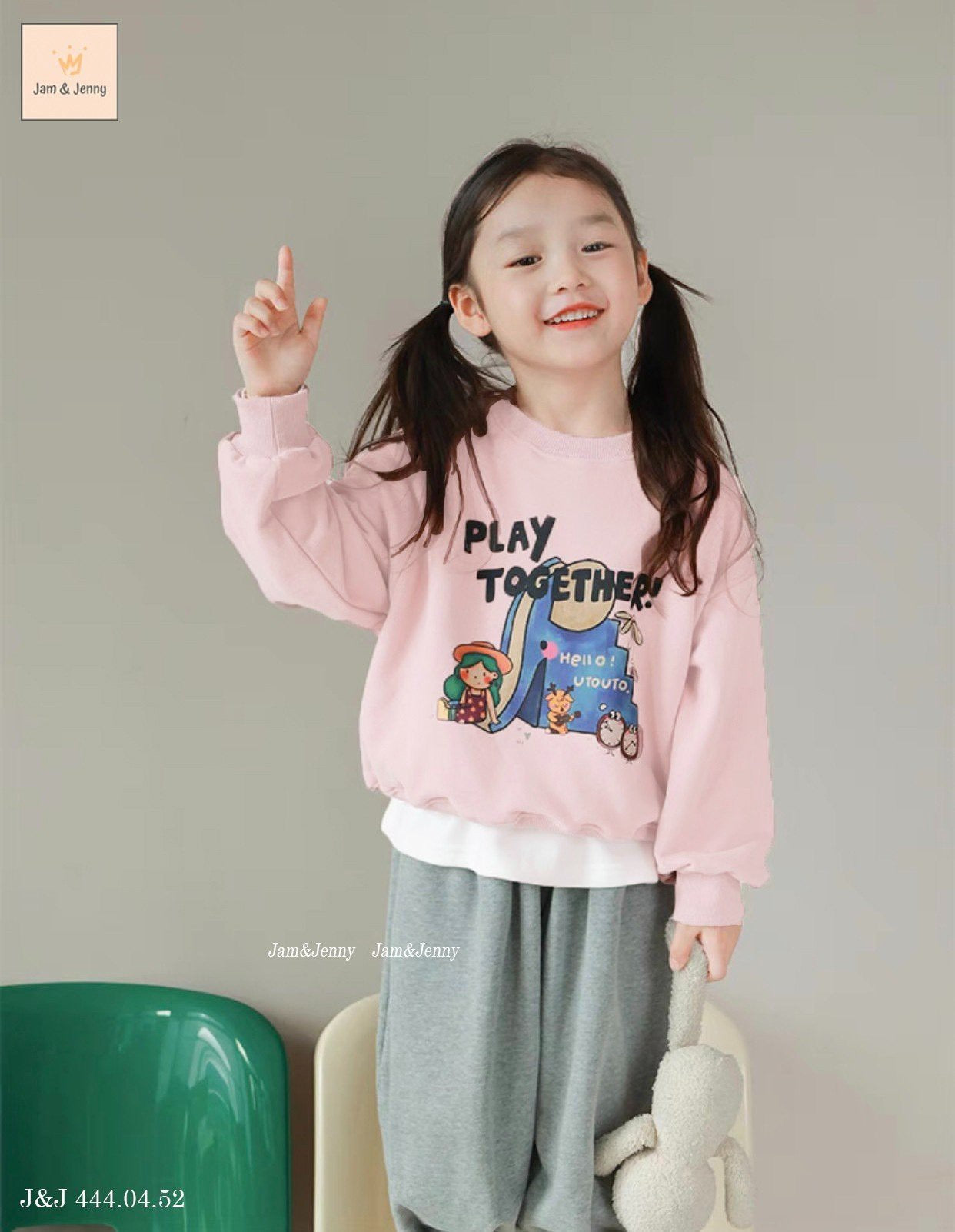 PINK SWEATER WITH GRAY PANTS SET