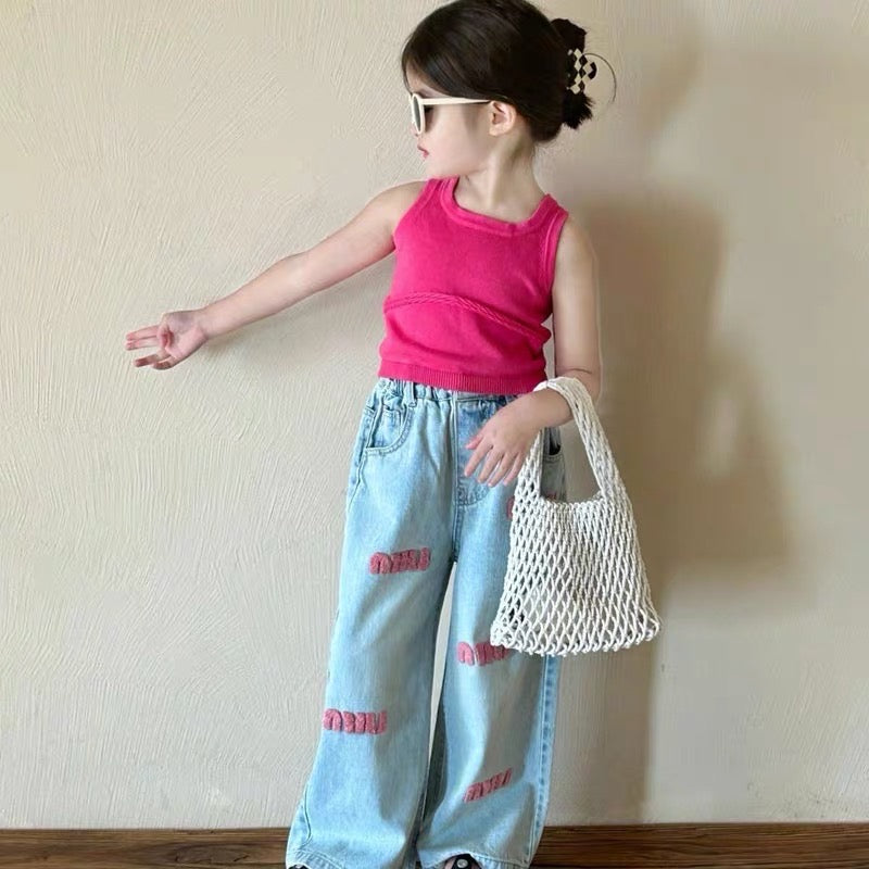 PINK TANKTOP WITH MIU JEAN SET