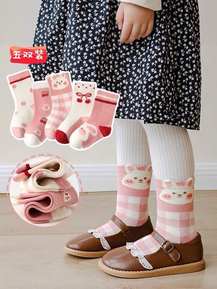 10 PAIRS OF PINK BUNNY SOCKS