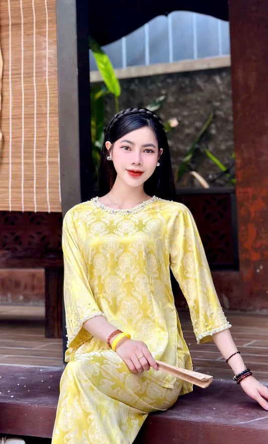 Bà Ba Thọ Tú Sương viền đá - Vàng chanh