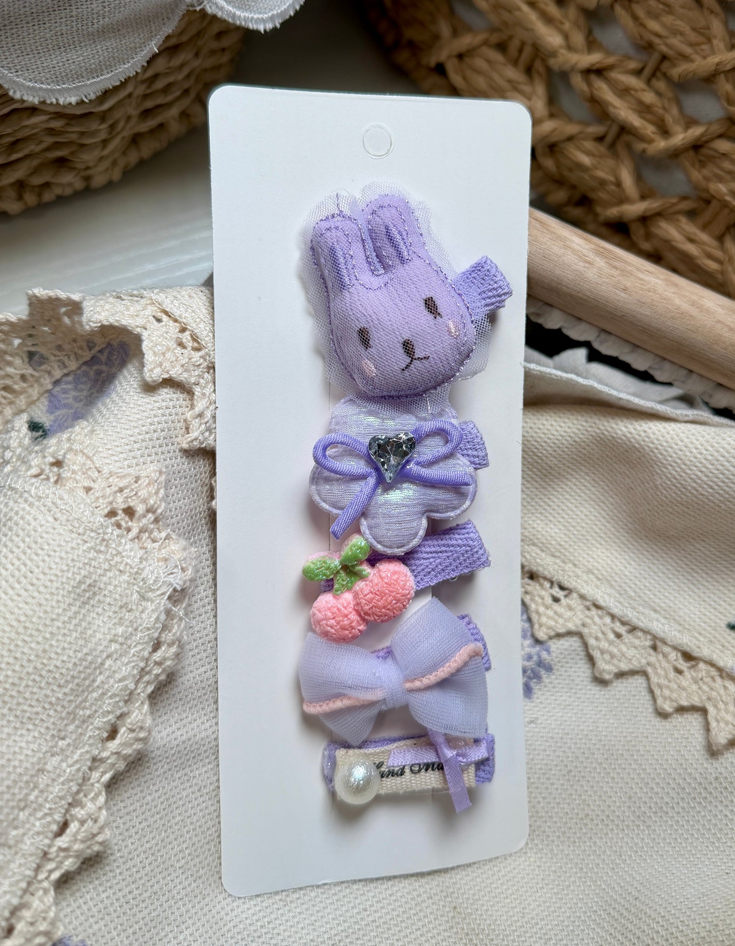 Plush & Corduroy Hair Clip Set – 5-Piece Soft Fabric Hair Pins – Cute Fruit, Star, Bunny Aesthetic Accessories for Toddlers and Girls