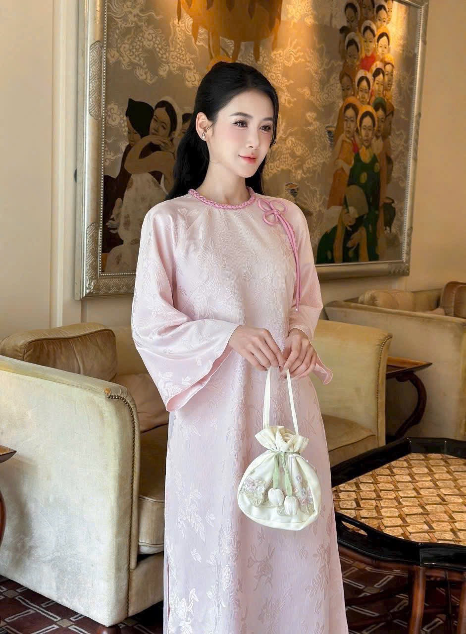 Modern Pink Ao Dai with Pants - Long Dress - Lunar New Year | Việt Phục | Wedding Guest dress - Ao dai cach tan