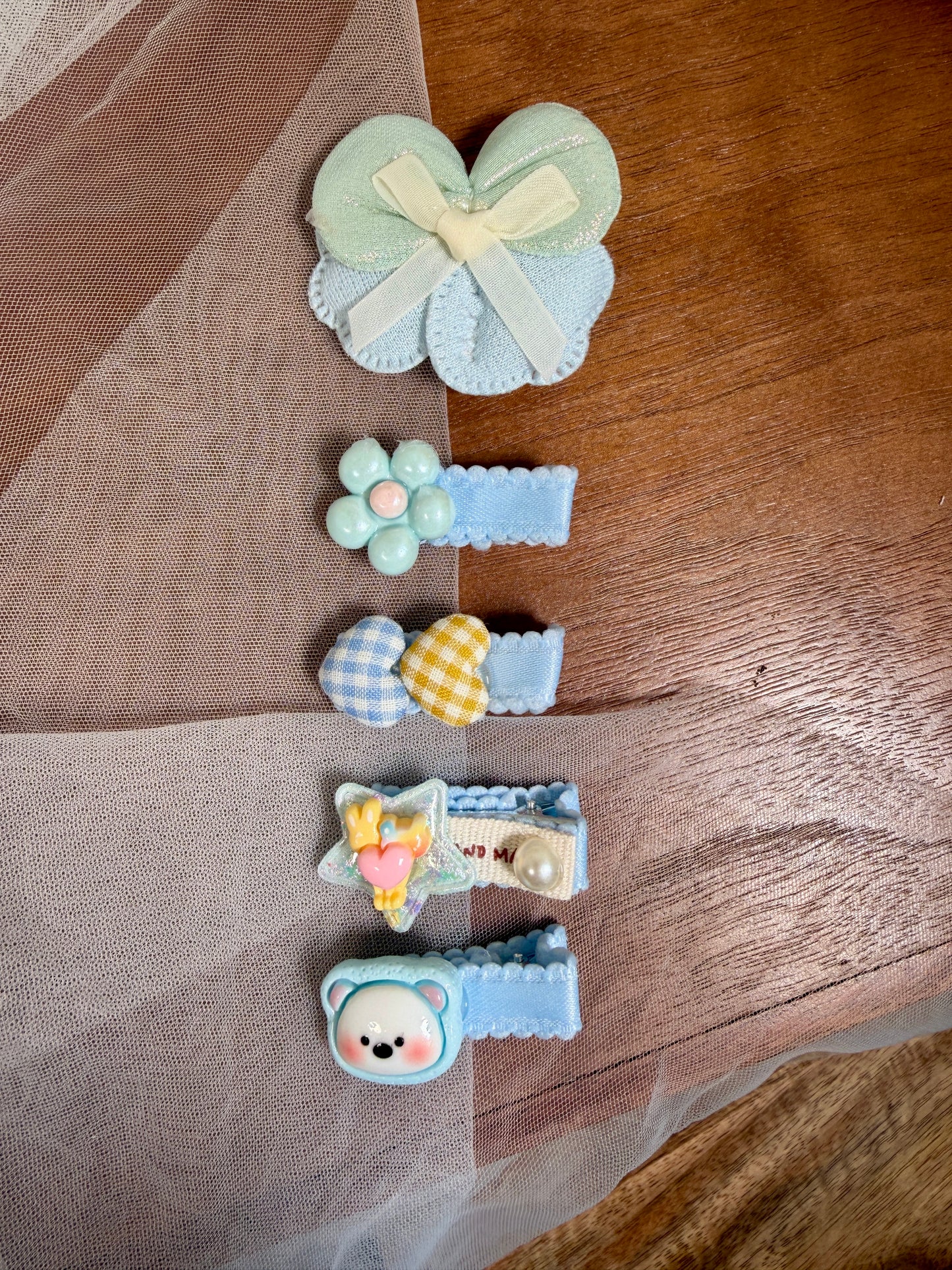 5-Piece Pastel Hair Clips | Kawaii Animal & Floral Snap Accessories