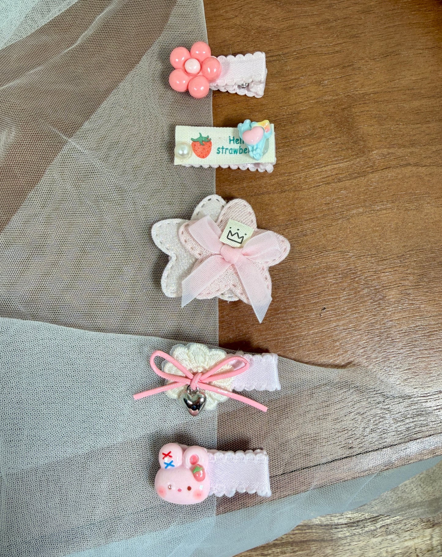 5-Piece Pastel Hair Clips | Kawaii Animal & Floral Snap Accessories