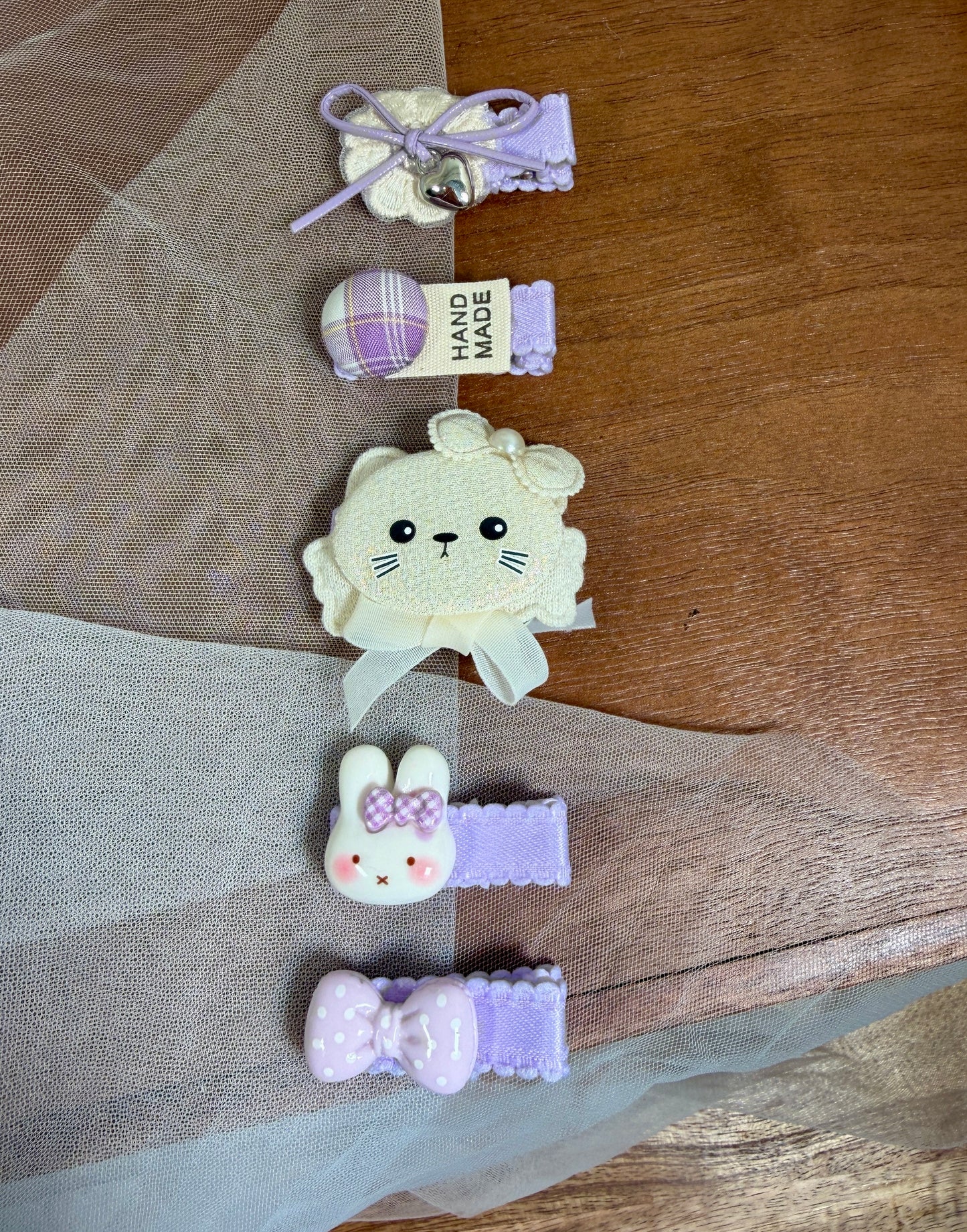 5-Piece Pastel Hair Clips | Kawaii Animal & Floral Snap Accessories
