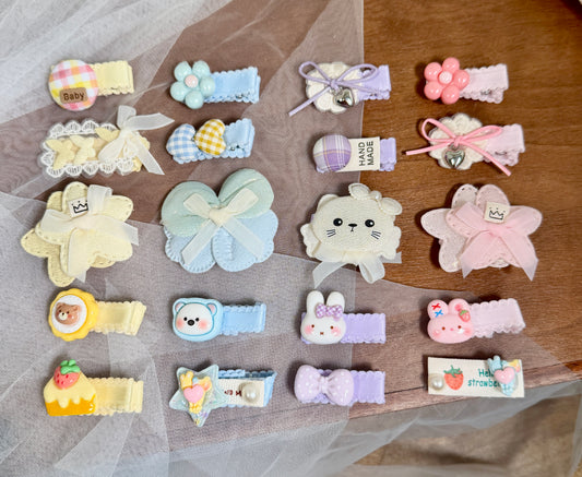 5-Piece Pastel Hair Clips | Kawaii Animal & Floral Snap Accessories