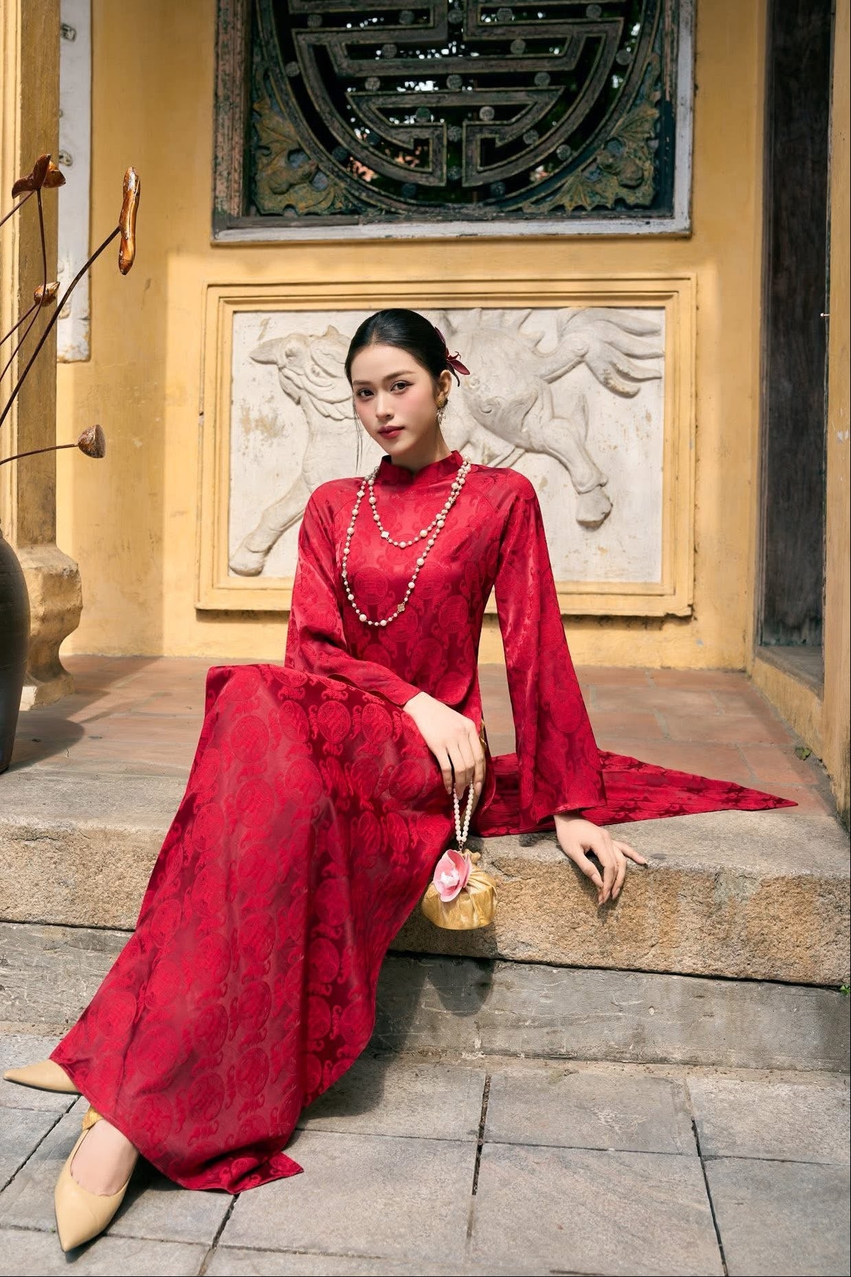 Double Layer Ao Dai | Vietnamese Traditional Dress • Tet Outfit • Elegant Wedding Tea Ceremony Heritage Dress. Lunar New Year Dress