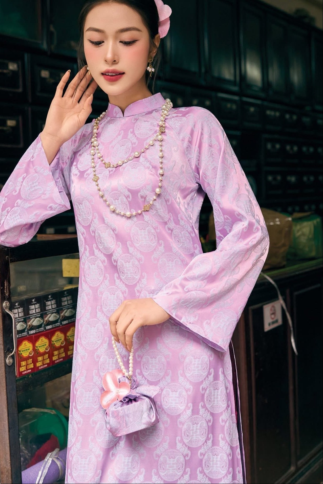 Lavender Purple Ao Dai Vietnamese Traditional Dress • Handcrafted Tet Outfit • Elegant Heritage Attire Wedding Guest Dress