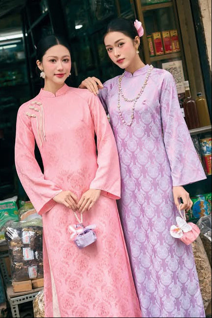 Lavender Purple Ao Dai Vietnamese Traditional Dress • Handcrafted Tet Outfit • Elegant Heritage Attire Wedding Guest Dress