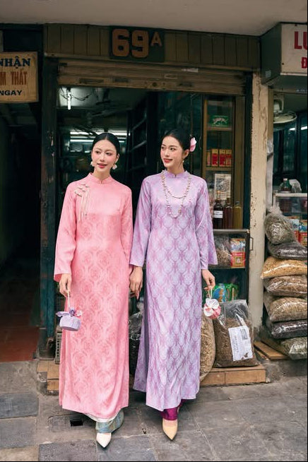 Lavender Purple Ao Dai Vietnamese Traditional Dress • Handcrafted Tet Outfit • Elegant Heritage Attire Wedding Guest Dress