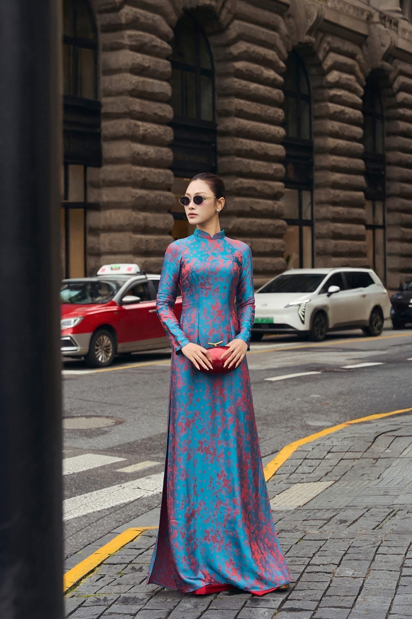 Teal Blue Silk Ao Dai Set • Traditional Vietnamese Long Dress with pants • Elegant Tết Holiday & Tea Ceremony Outfit