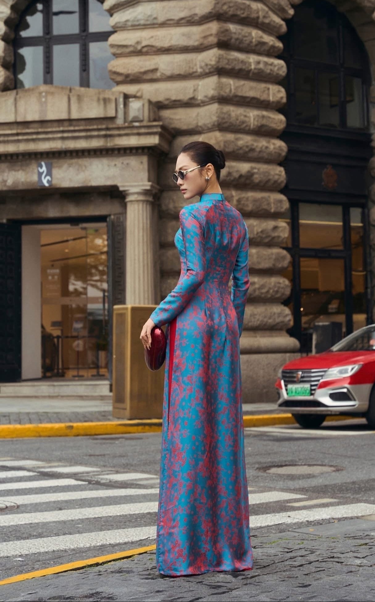 Teal Blue Silk Ao Dai Set • Traditional Vietnamese Long Dress with pants • Elegant Tết Holiday & Tea Ceremony Outfit