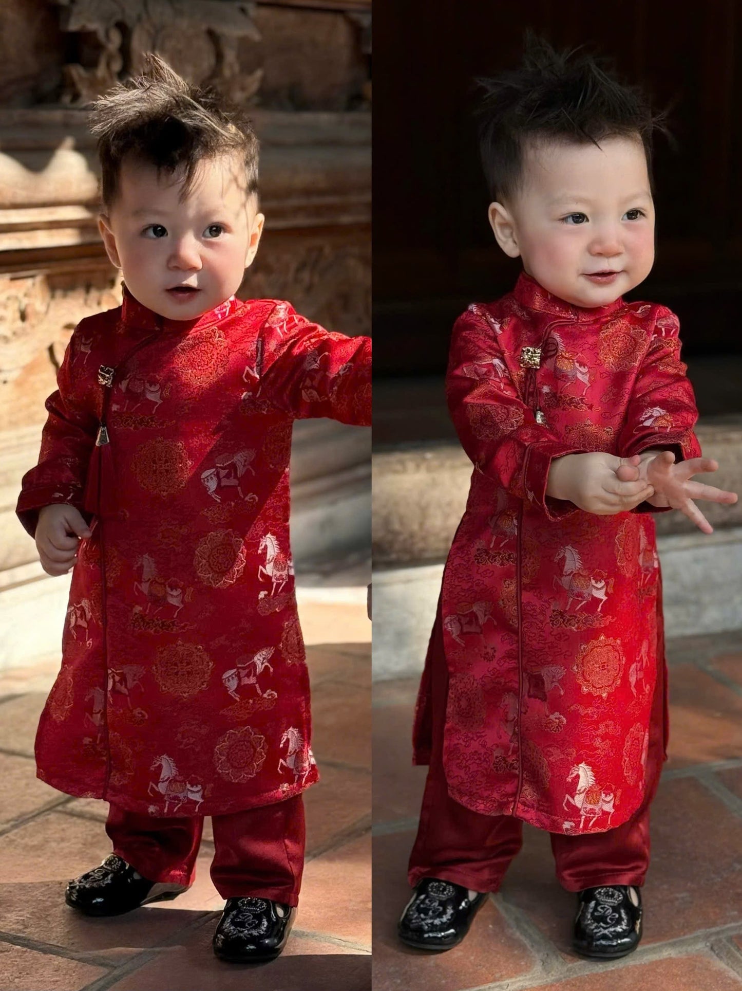 Boys Traditional Áo Dài Set - Vietnamese New Year Outfit | Kids Heritage Dress -Wedding & Birthday Suit