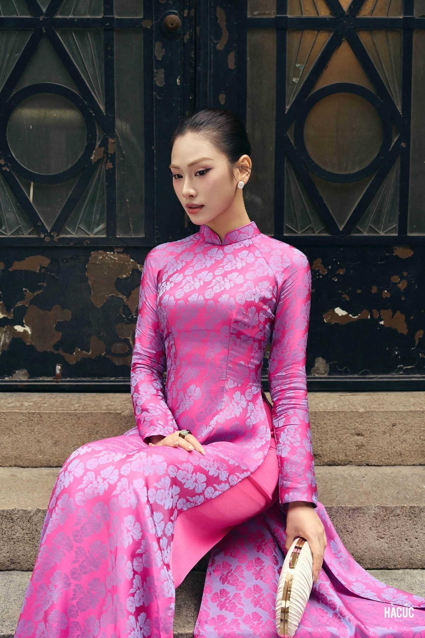 Pink Ao Dai Set • Traditional Vietnamese Long Dress with pants• Elegant Tết Holiday & Wedding Guest Attire