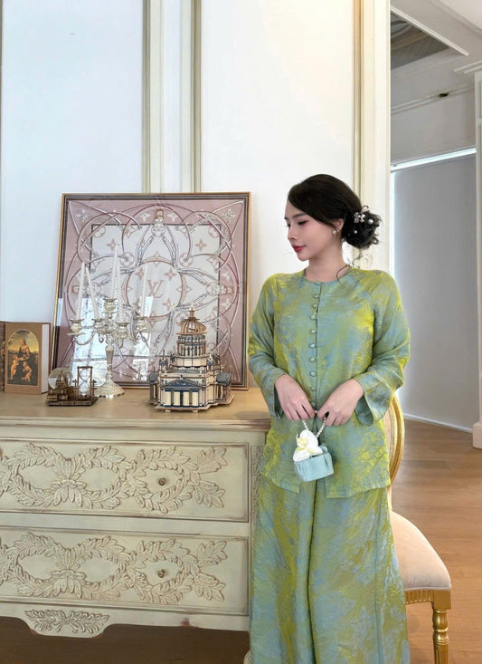 Áo Bà Ba Set with Wide-Leg Trousers (3 colors)