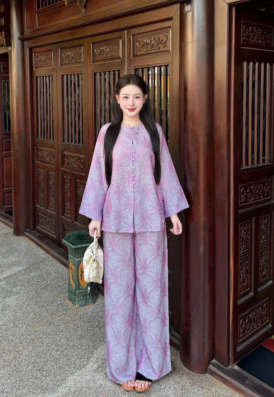 Purple Áo Bà Ba Set - Southern Vietnam Heritage Wear | Modest Temple & Festive Outfit | Lunar New year Outfit