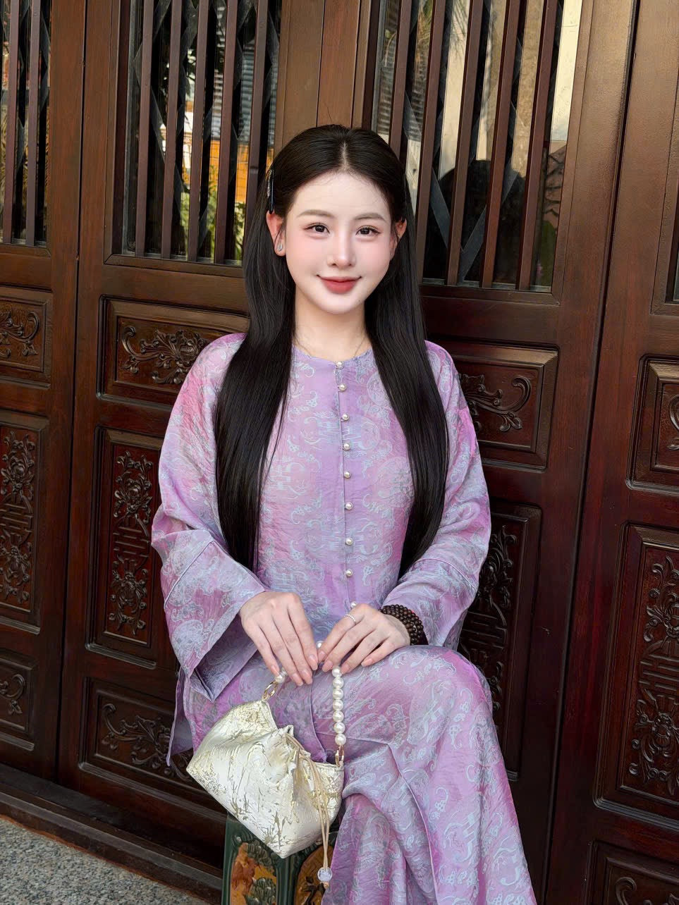 Purple Áo Bà Ba Set - Southern Vietnam Heritage Wear | Modest Temple & Festive Outfit | Lunar New year Outfit