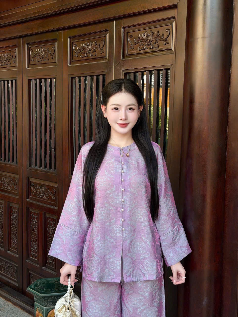 Purple Áo Bà Ba Set - Southern Vietnam Heritage Wear | Modest Temple & Festive Outfit | Lunar New year Outfit