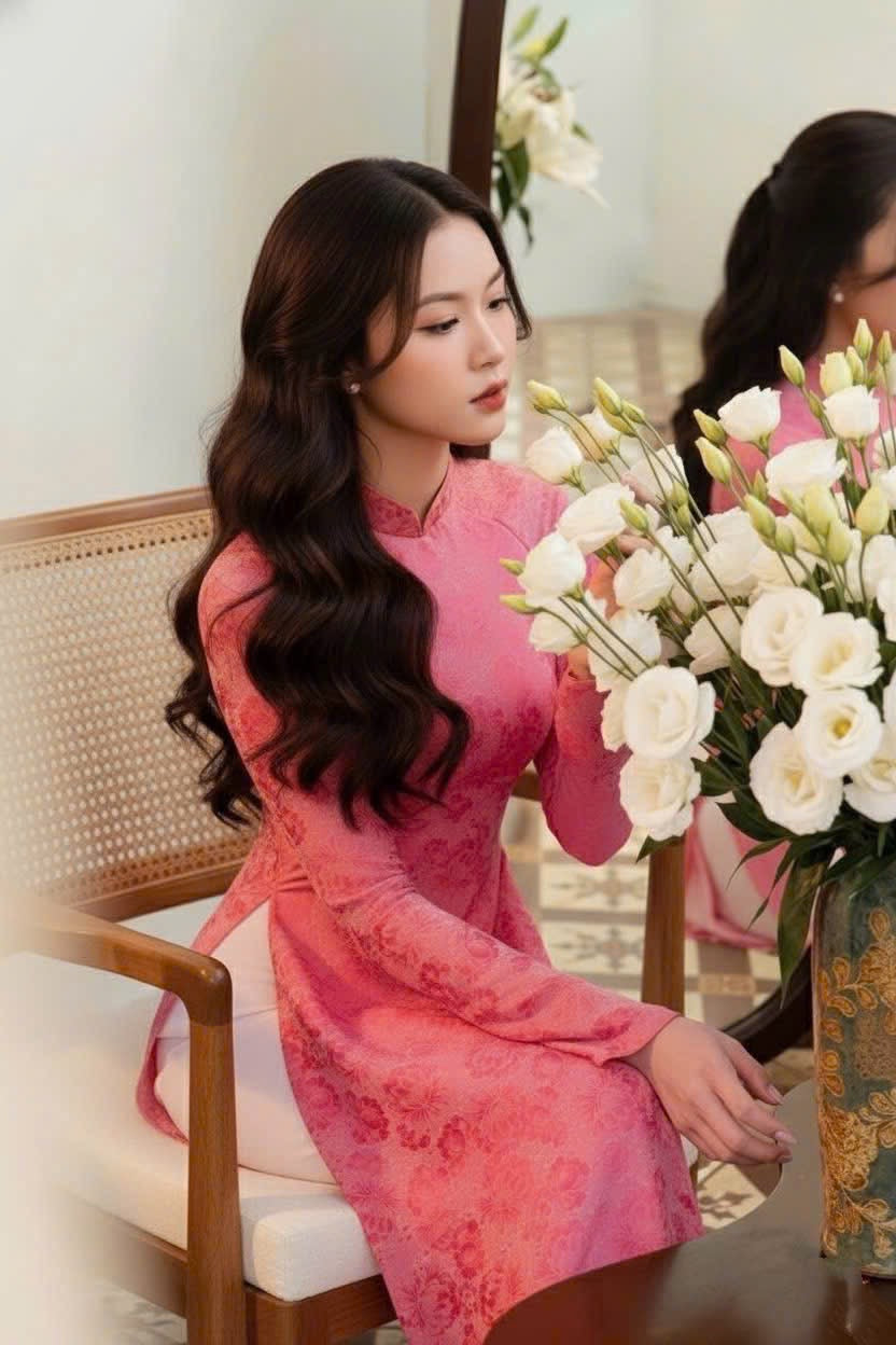 Pink Floral Áo Dài Set | Vietnamese Traditional Wedding Guest Outfit