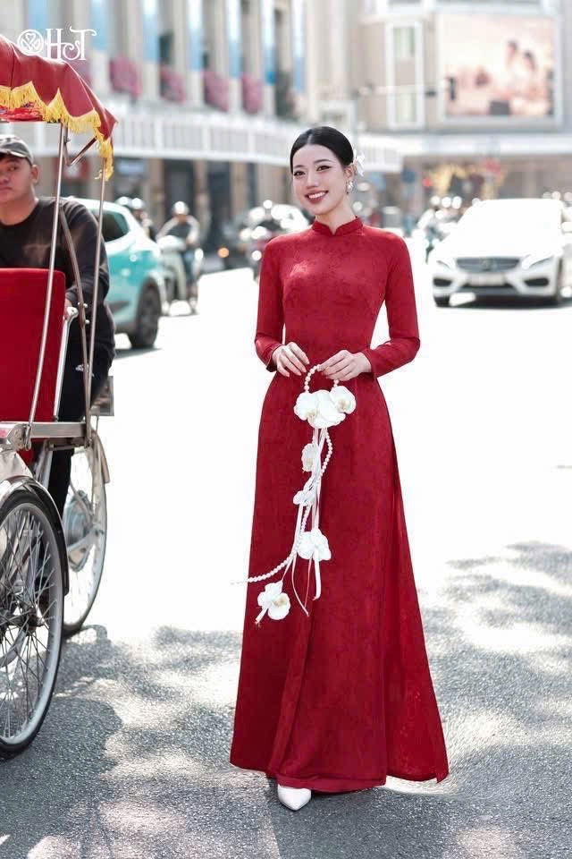 Red Silk Áo Dài Set with Pants| Traditional Wedding, Engagement & Tết Outfit. Áo dài đỏ kèm quần