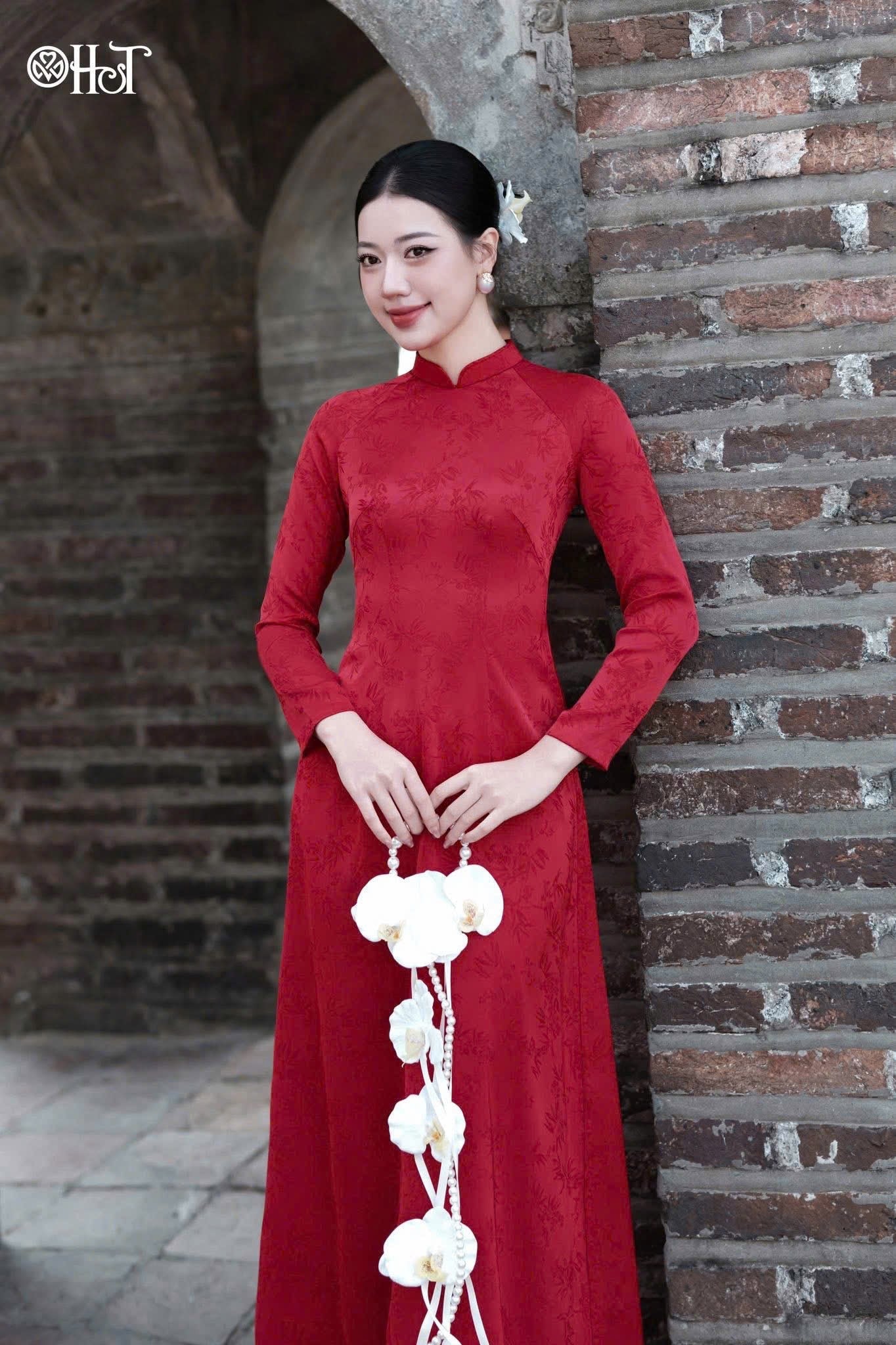 Red Silk Áo Dài Set with Pants| Traditional Wedding, Engagement & Tết Outfit. Áo dài đỏ kèm quần
