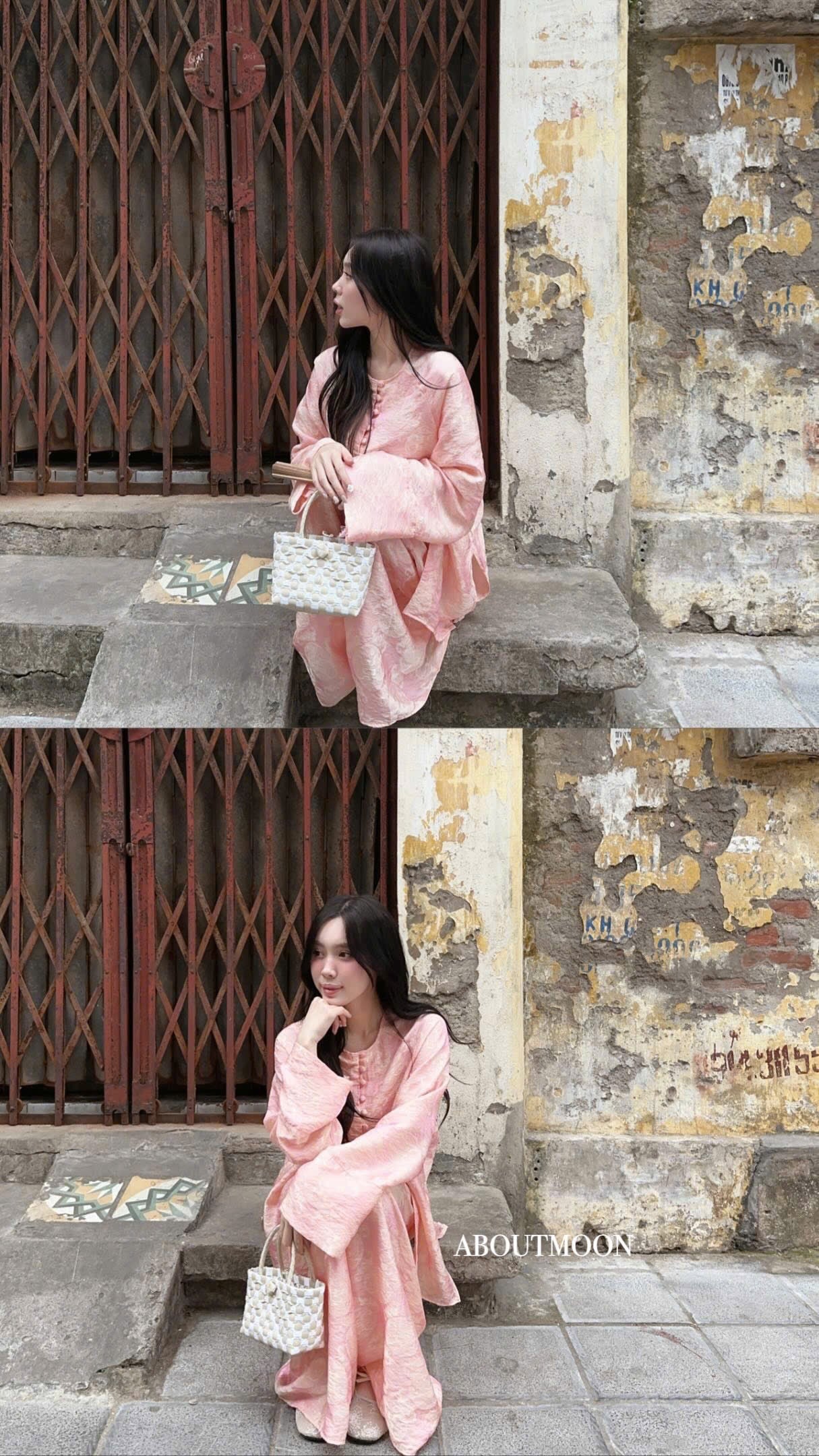 Vietnamese Silk Áo Bà Ba Set | Two-Piece Tunic & Trousers | Áo Bà Ba Tơ Tằm Ánh Kim by About Moon