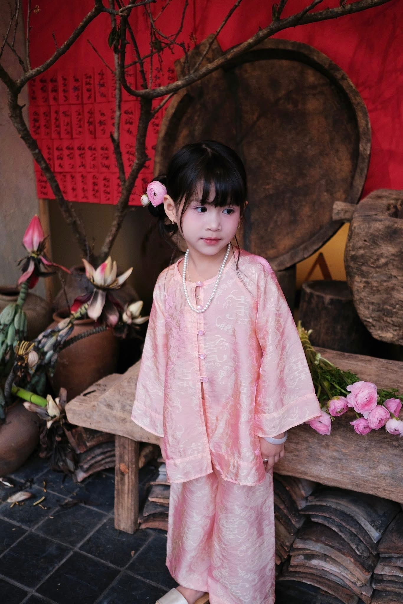 Vietnamese Áo Bà Ba for Girl & Woman| Matching Mother Daughter Áo Bà Ba| Mommy and Me Lunar New Year Outfit - Kid Áo Bà Ba