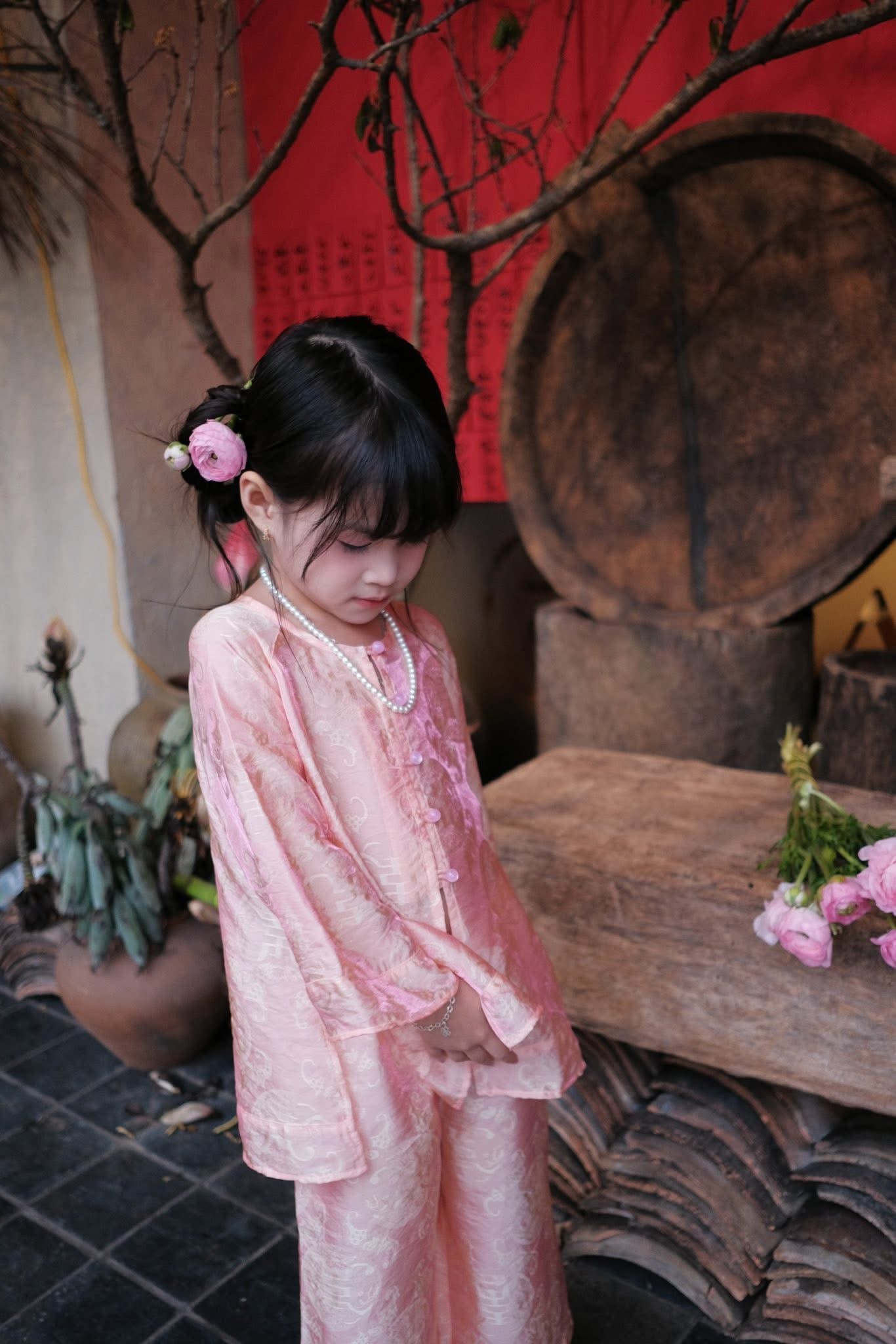 Vietnamese Áo Bà Ba for Girl & Woman| Matching Mother Daughter Áo Bà Ba| Mommy and Me Lunar New Year Outfit - Kid Áo Bà Ba