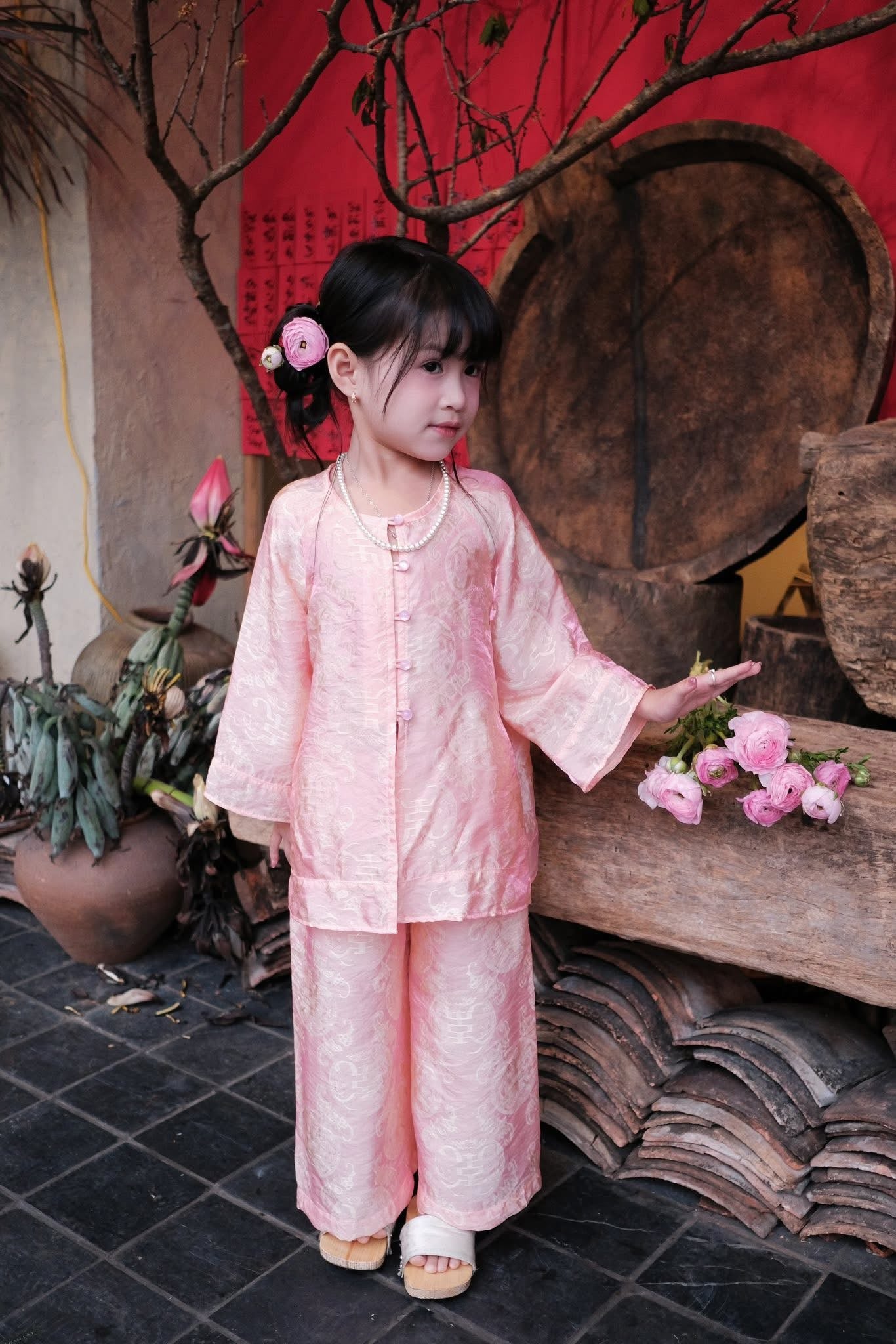 Vietnamese Áo Bà Ba for Girl & Woman| Matching Mother Daughter Áo Bà Ba| Mommy and Me Lunar New Year Outfit - Kid Áo Bà Ba