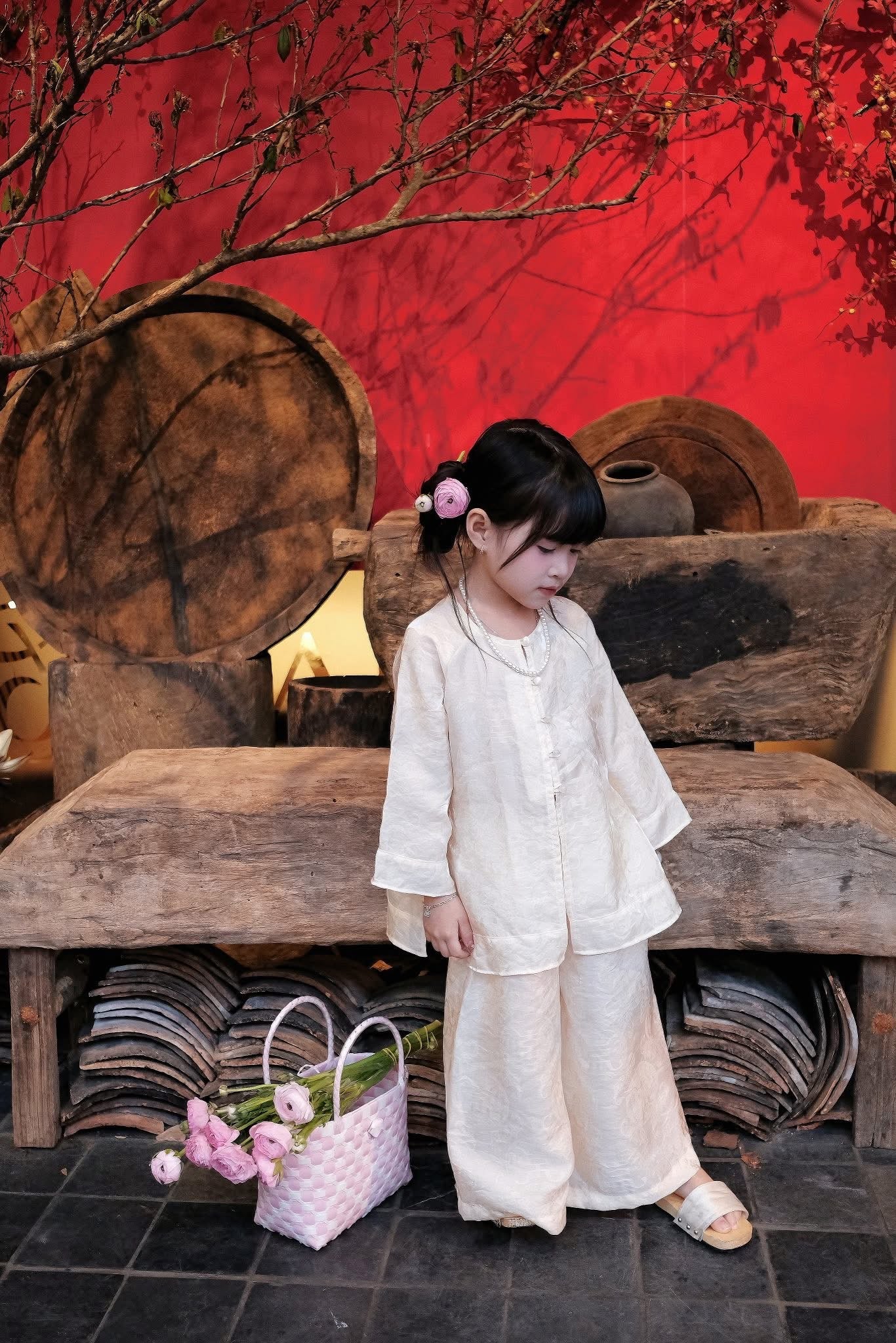 Matching Mother Daughter Ao Ba Ba Set - Silk Vietnamese Outfit - Mommy and Me Tet Lunar New Year - Kid Ao Ba Ba
