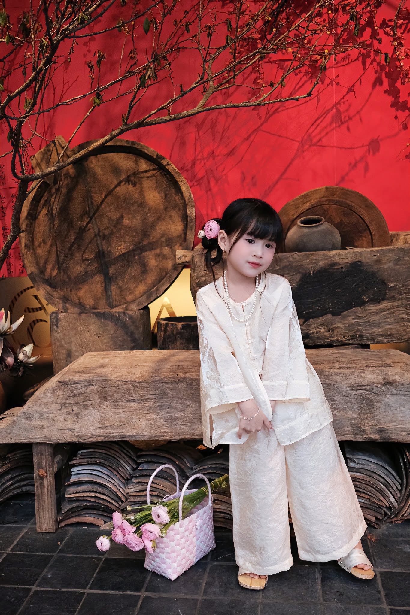 Matching Mother Daughter Ao Ba Ba Set - Silk Vietnamese Outfit - Mommy and Me Tet Lunar New Year - Kid Ao Ba Ba