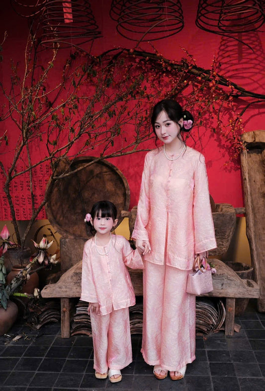 Vietnamese Áo Bà Ba for Girl & Woman| Matching Mother Daughter Áo Bà Ba| Mommy and Me Lunar New Year Outfit - Kid Áo Bà Ba