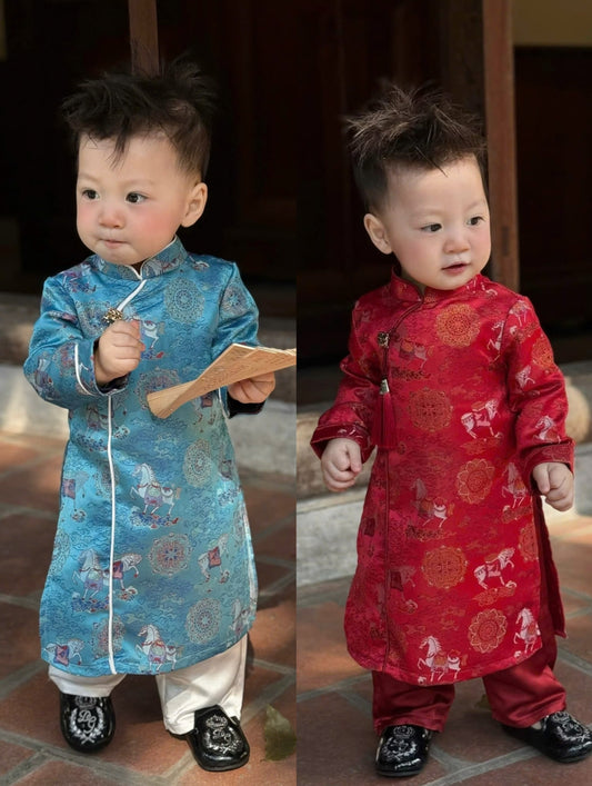 Boys Traditional Áo Dài Set - Vietnamese New Year Outfit | Kids Heritage Dress -Wedding & Birthday Suit