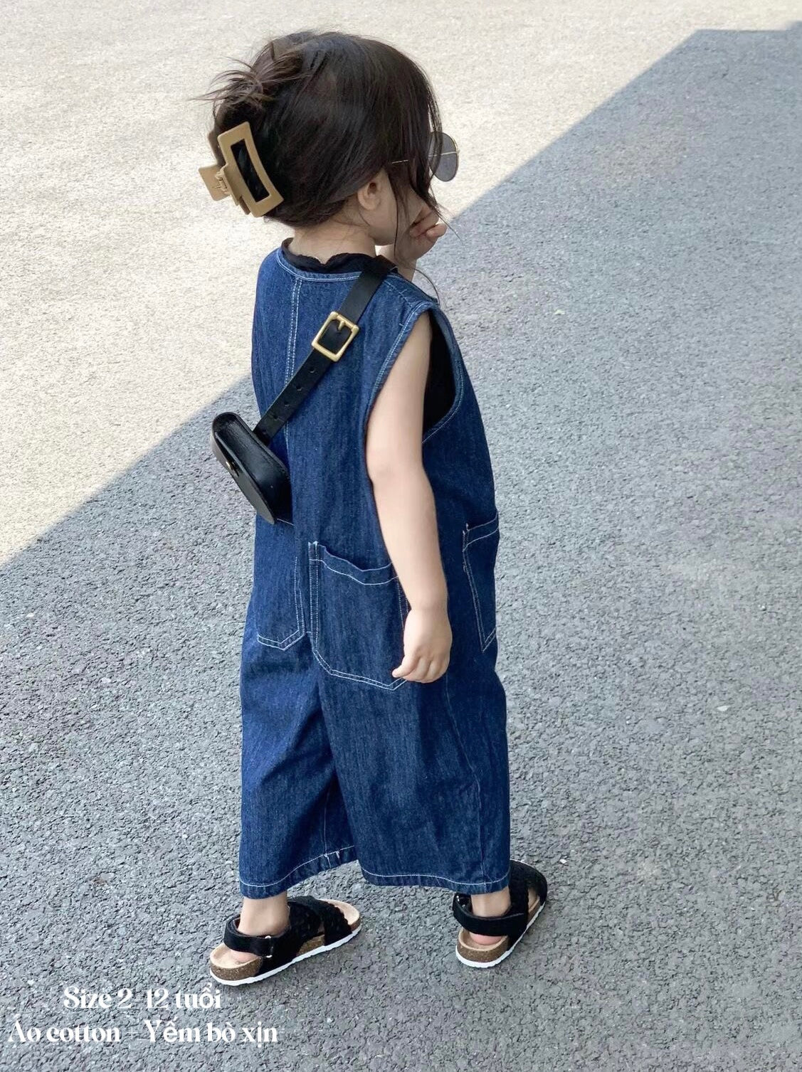 BLACK TOP AND JEAN OVERALL SET