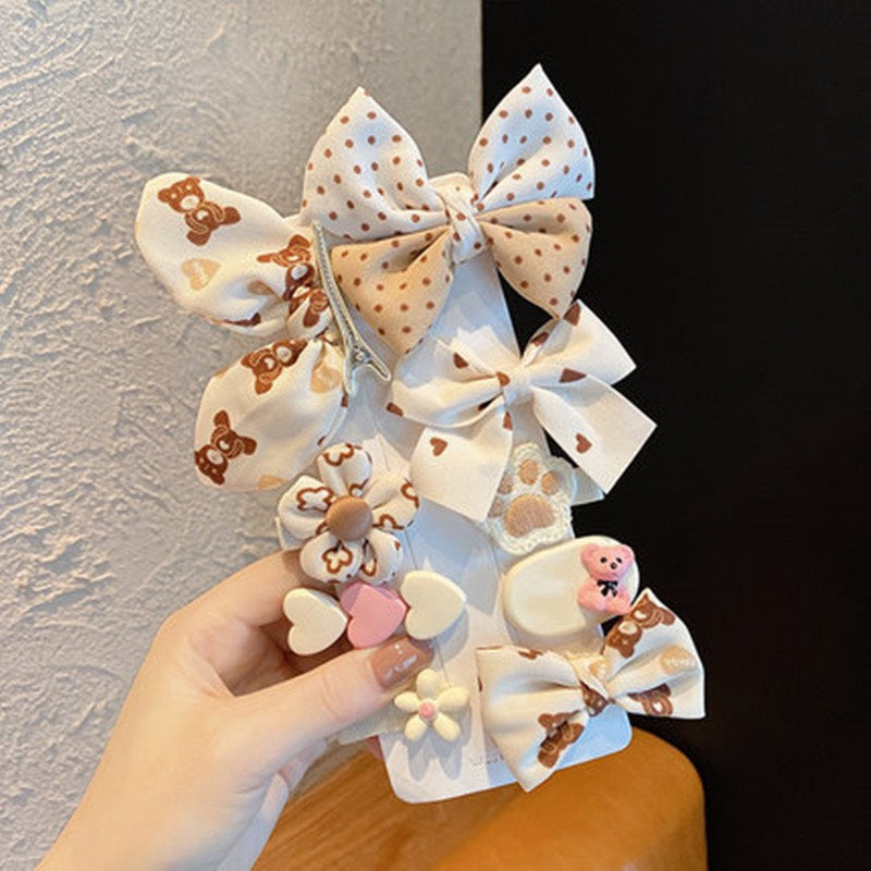 BROWN AND BEIGE HAIR CLIPS SET