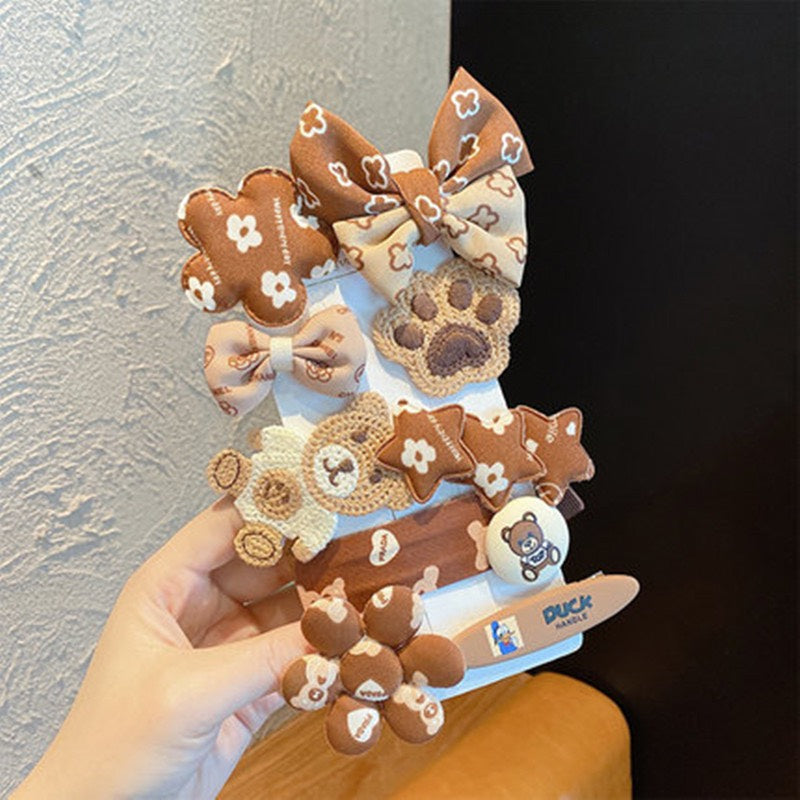 BROWN AND BEIGE HAIR CLIPS SET
